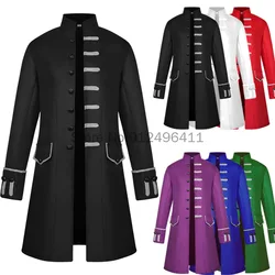 Erwachsene Männer mittelalter liche Jacken einfarbige Mode Steampunk Vintage Renaissance Männer Cosplay Uniform Larp Wikinger Kostüm Männer Tops