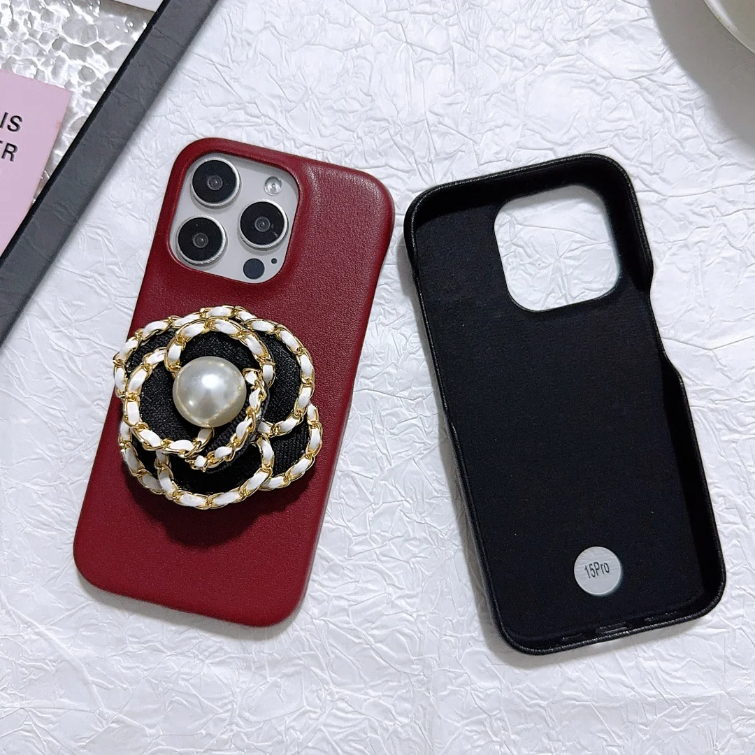 Spersonalizowane etui z imieniem, plecionym łańcuszkiem, kwiatem i twardą skórą PU na iPhone 16 15 14, pokrowiec na telefon 13 12 11 Pro, odporne na wstrząsy etui na tył telefonu Funda — zdjęcie produktu 6