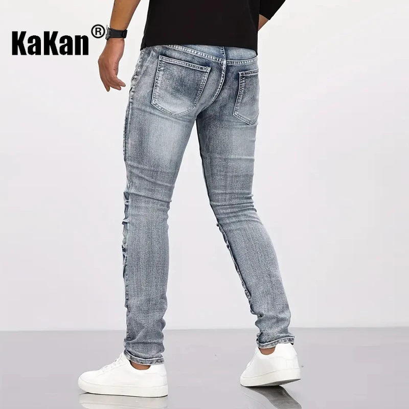 Kakan-y2k New Men's Motoryclist Boots Cycling Knee Pads Jeans, Baggy Jeans Tear Resistant Motorcycle Long Jeans