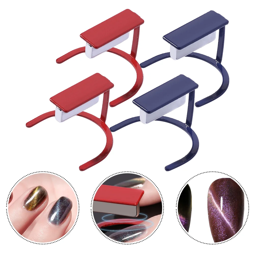 4 Pcs Nail Holder Tool Brackets Manicure Magnet Tools for Professional Kit Supplies