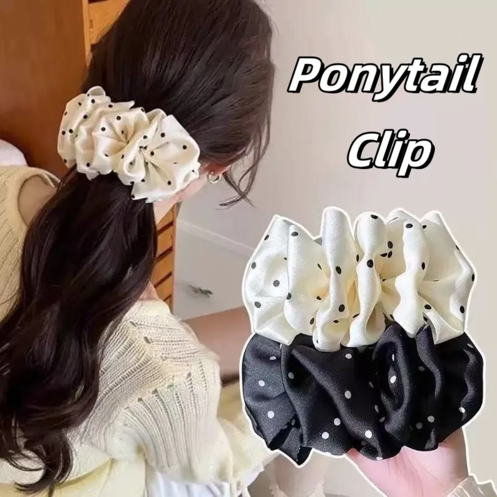 

New Polka Dot Banana Clip Hair Clip Flowers Cloth Hair Claw Clips Silk Ribbon Ponytail Clip Hair Accessories