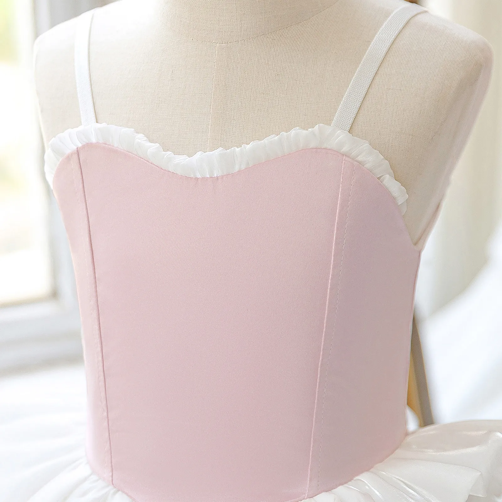 Kid Girls Color Block Tutu Ballet Dance Dress Adjustable Straps Bowknot Ruffles Bubble Dress for Dancing Party Stage Performance - view 3