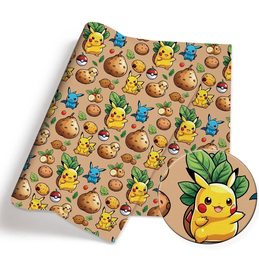 Pokemon Cartoon Fabric140*50cm Handmade Sewing Patchwork Quilting Baby Dress Home Sheet Printed Fabric Fabric Sewing Kids