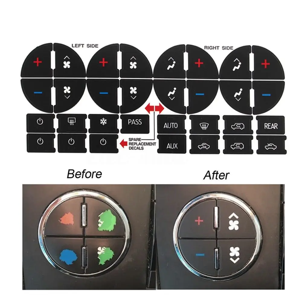 New Decal Replacement Button Sticker Repair Kit AC Dash Climate Control For GM Tahoe Suburban Avalanche Silverado Yukon
