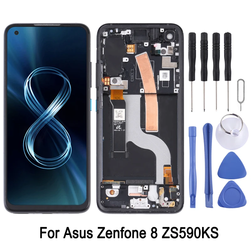 

Экран AMOLED 5,9 дюйма с рамкой для телефона Asus Zenfone 8 ZS590KS, ЖК-дисплей, сенсорный экран, ремонт, замена, запасная часть