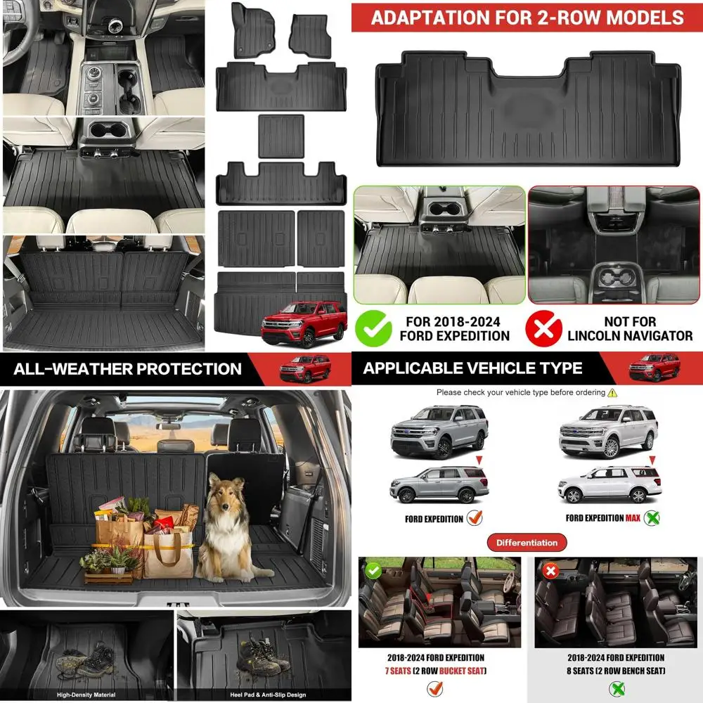 

Cargo Mat with Floor Mat Fit for 2018-2024 Ford Expedition 7Seats Accessories(Not Max Models), Cargo Liner Floor Liner Seat Back