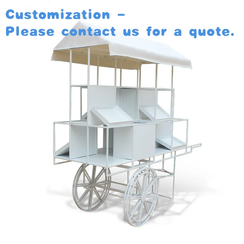

custom.Kainice New Model Flower Decoration Wedding Dessert Cart Shower White Candy Cart