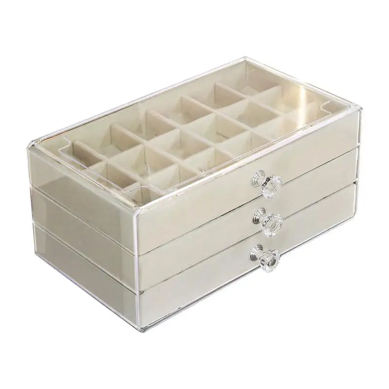 Rock Collection Display Case 54 Slot Crystal Display Shelf 3 Layer Transparent Acrylic Rock Collection Box Save Precious