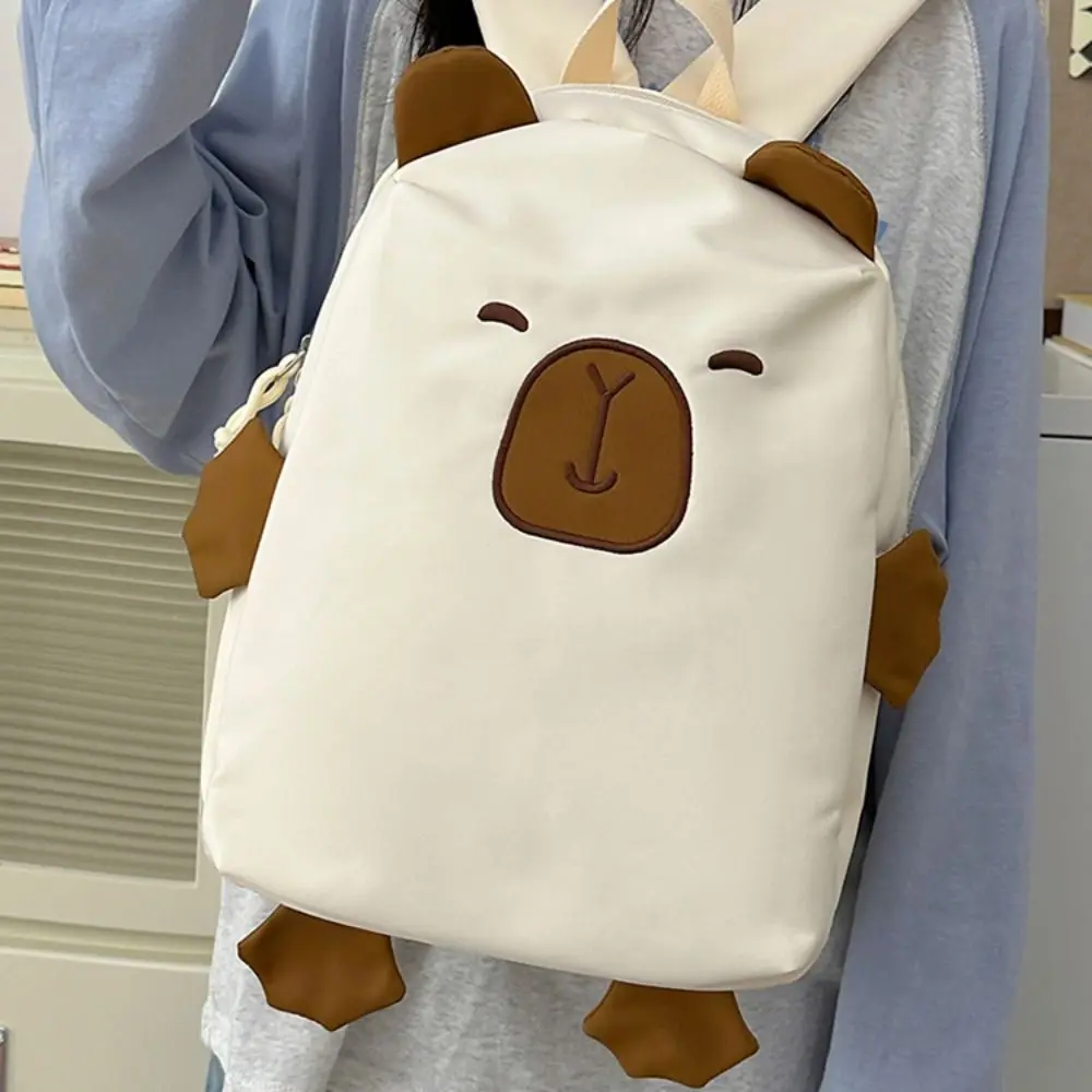 

Large Capacity Capybara Nylon Backpack Korean Style Kawaii Capybara School Bag Handbag Shoulder Bag Cartoon Students Book Bag