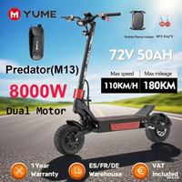 YUME Raptor Electric Scooter 6000W dual  Motors 60V eScooter 11 inch Tires Max Speed 80KM/H Max Range 96KM NFC Electric Scooter