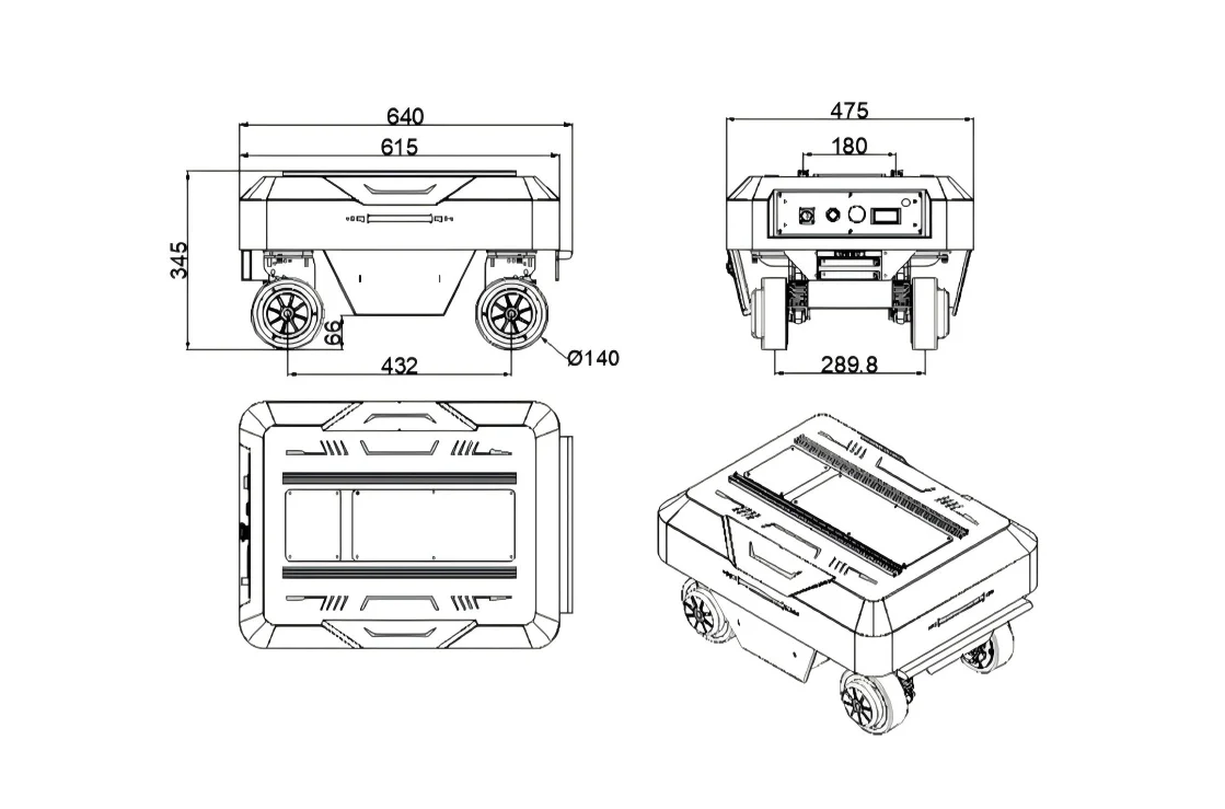 4-колесное всенаправленное шасси AMR, вездеходный мобильный робот 120 кг с ROS-навигацией для картографирования и транспортировки на заводе