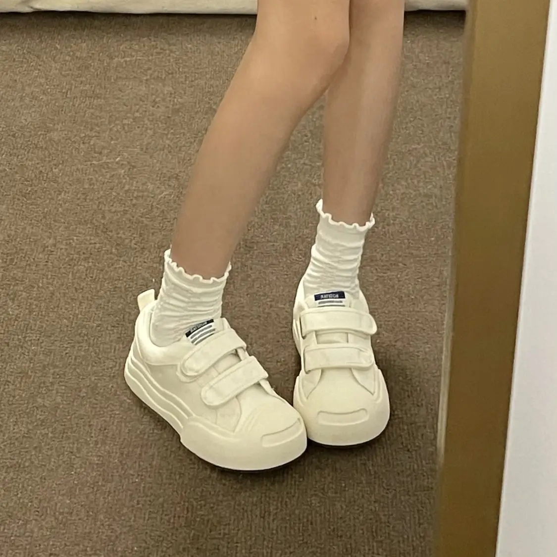 White Shoes Woman Kawaii Vulcanize Spring Summer Casual Platform Sneakers Tennis Female Flats Vintage Cute Korean Footwear