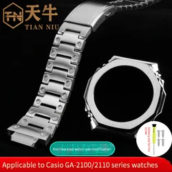 For Casio G-SHOCK GA-2100 Stainless Steel Strap metal Case Bezel GA2100 GA2110 GA-B2100 Refitted men Watchband Watch Accessorie