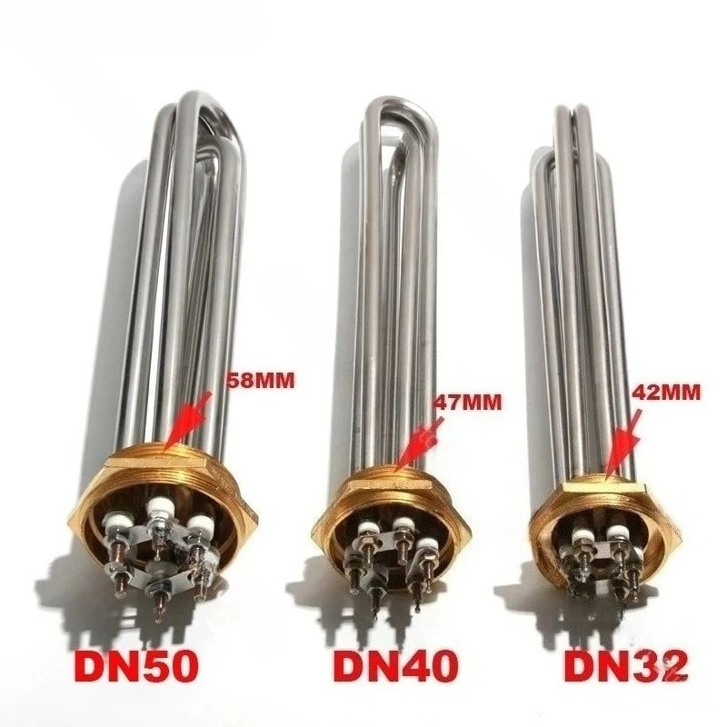 Electric Water Heater DN32 DN40 DN50 Immersion Heating Element SUS304 220V Tubular Booster 3KW 4.5KW 6KW 9KW 220V 12KW