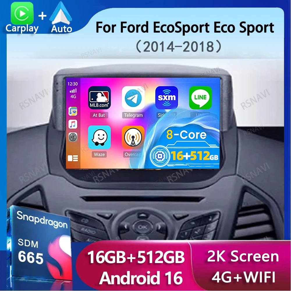 

Android 16 Carplay Auto Car Radio For Ford EcoSport Eco Sport 2014 2015 2016 2017 2018 GPS Recorder Multimedia Player 4G+BT DSP