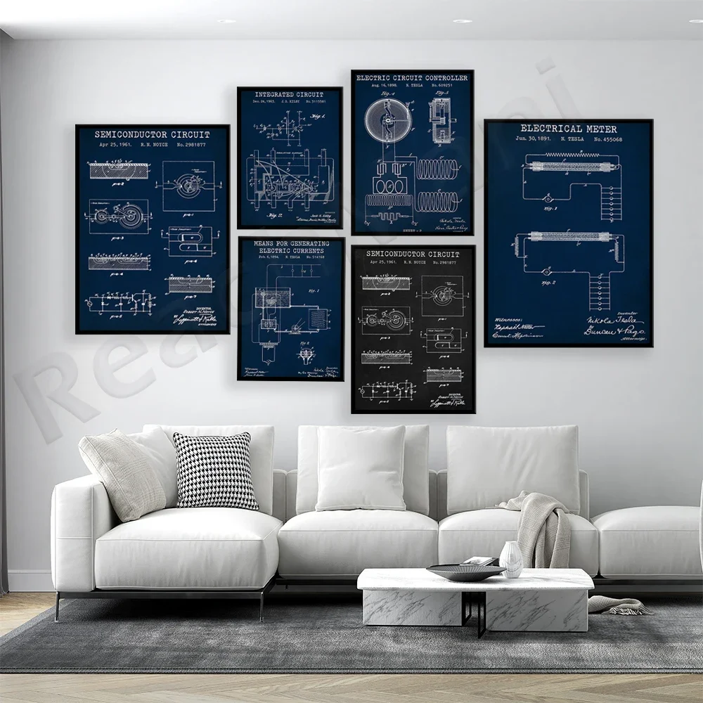 Integrated circuit patent poster, semiconductor circuit, circuit board diagram, circuit controller, engineer technical gift