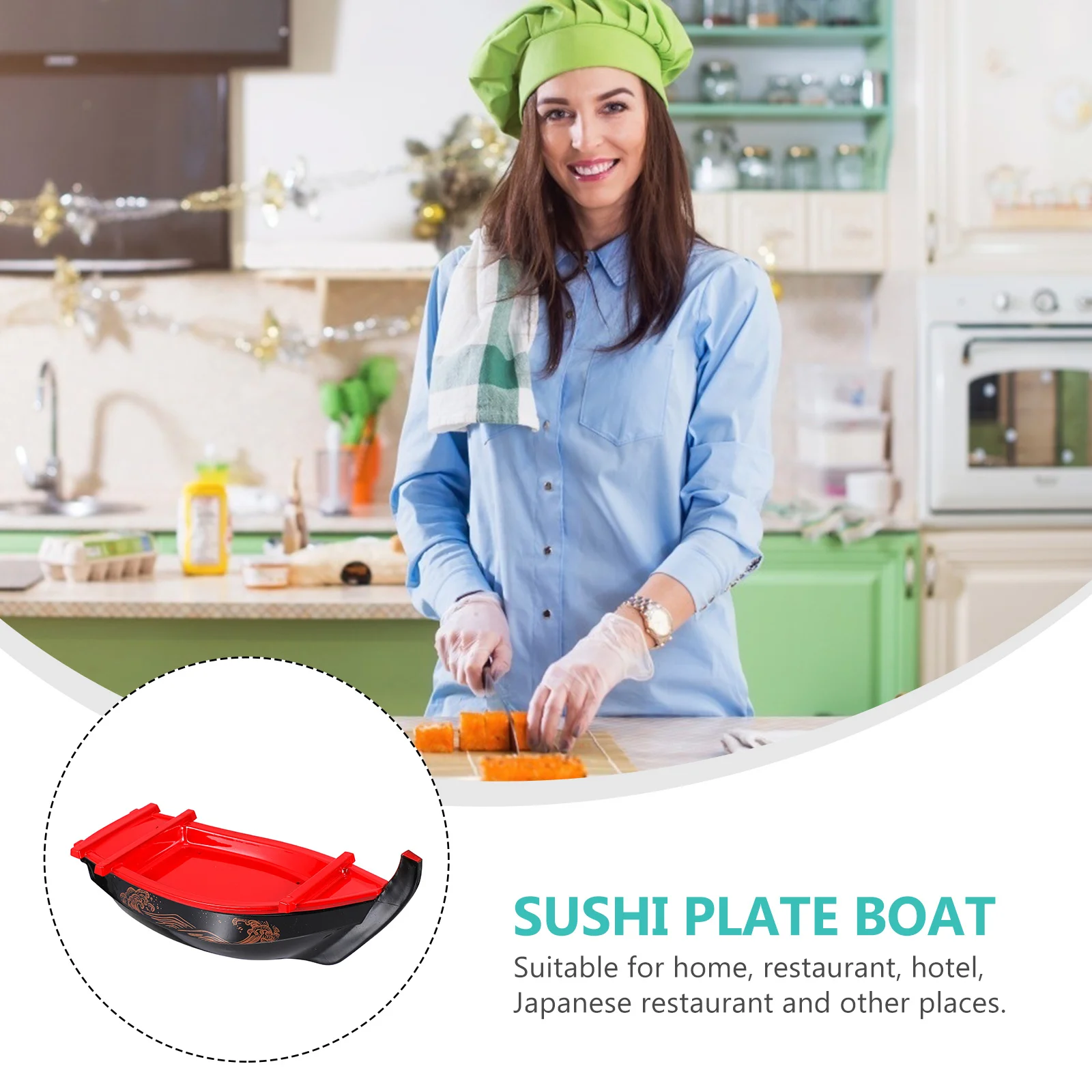 

1Pcs Sushi Boat Plate Plastic Display Tray Sushi Serving Tray Sashimi Plate Seafood Serving Decorative Tableware