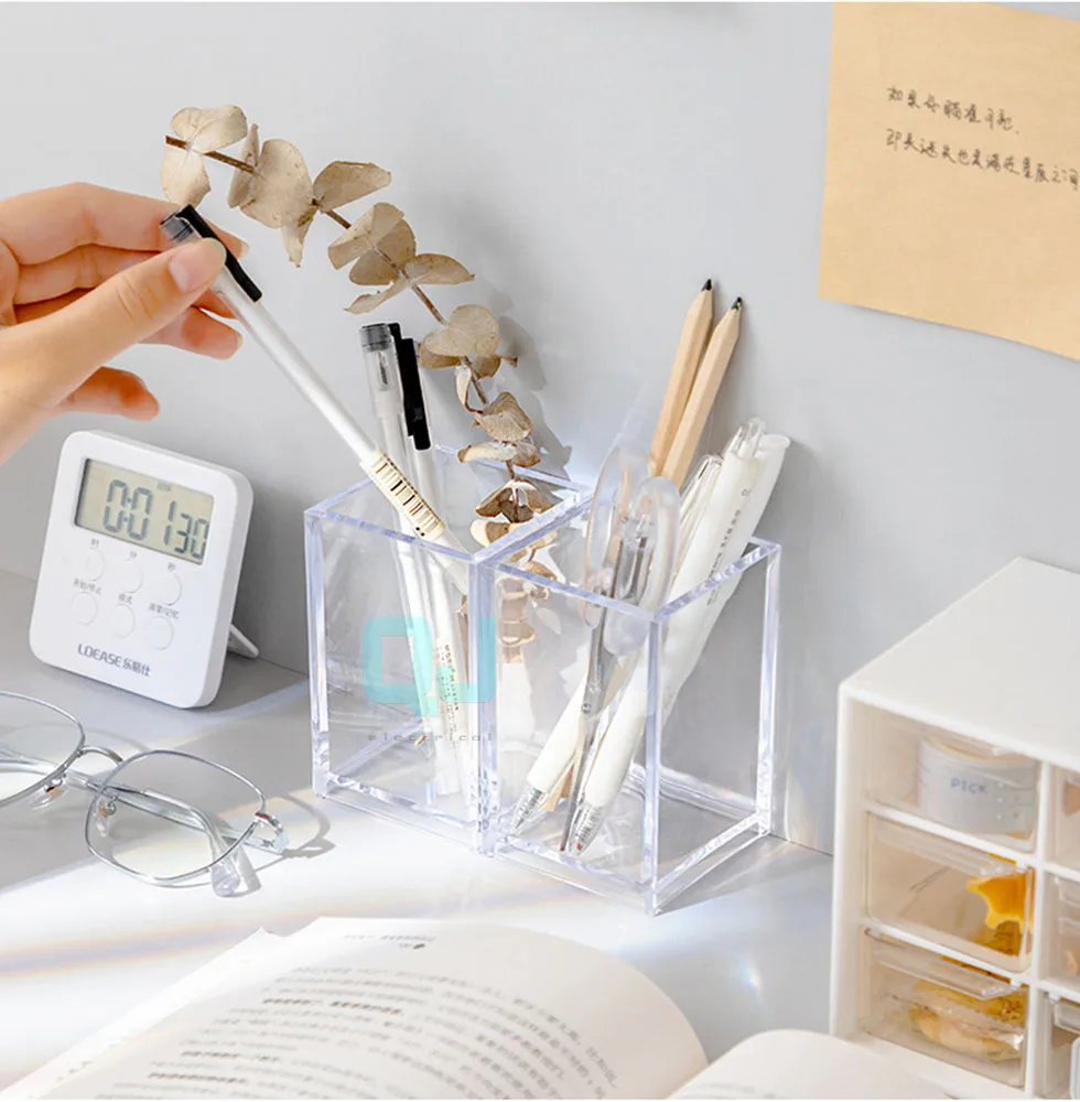 Pen holder ins acrylic transparent high appearance female student stationery office dormitory desktop debris sorting study