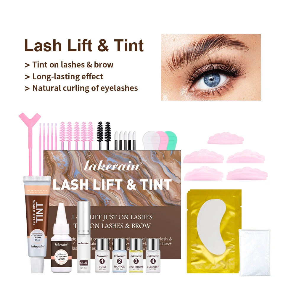 Kit professionale per arricciare le ciglia Effetto per arricciare le ciglia a lunga durata Tintura per sopracciglia Kit per modellare le ciglia Tinta sui ciglia e sopracciglia