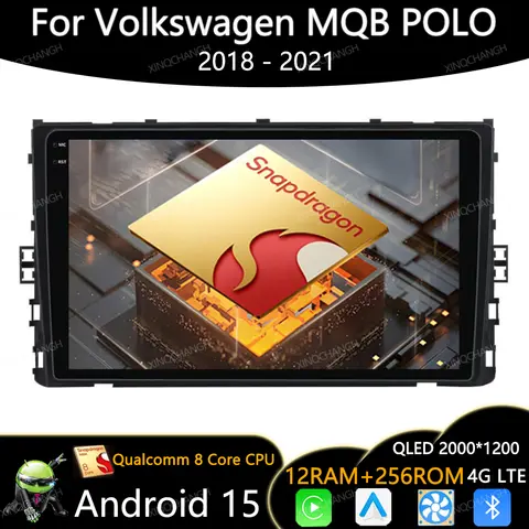 Android 15 Radio del coche para Volkswagen VW MQB POLO VI Jetta MK7 T6 Bora 2018 - 2021 GPS 4G WIFI reproductor de vídeo estéreo Multimedia 2DIN
