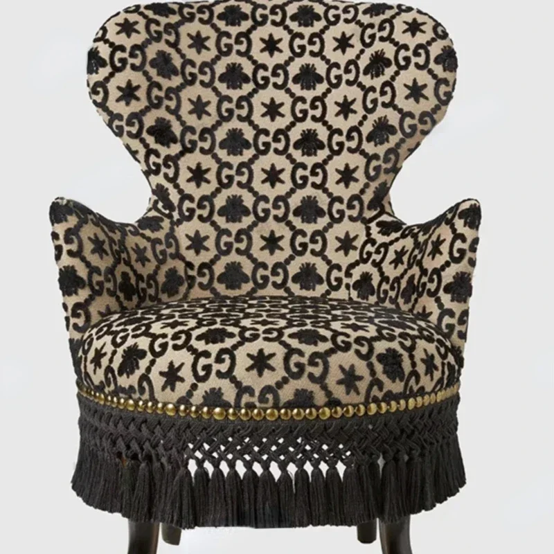 

Single-Seat Sofa Chair Antique Style Vintage High-End Sofa Jacquard Embroidery Wingback Chair