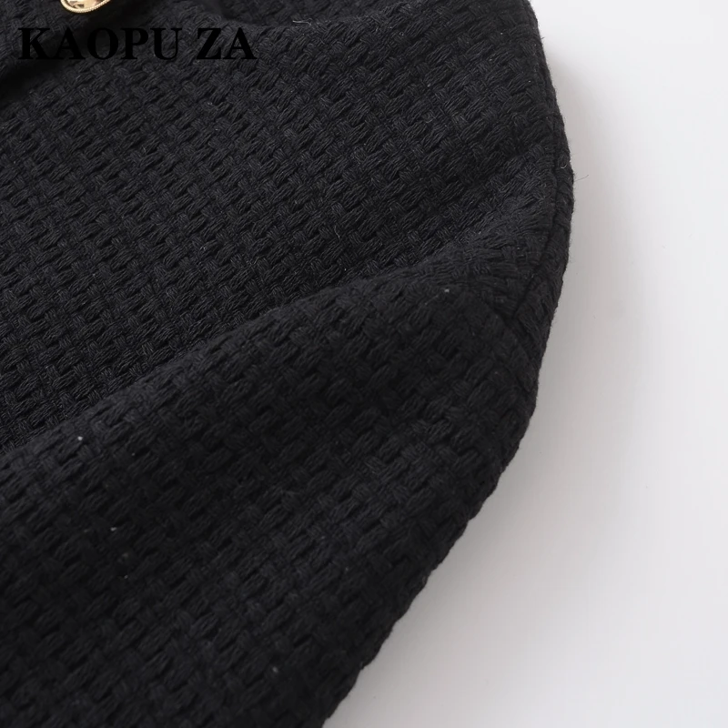 KAOPU ZA Autunno 2024 delle Nuove Donne Casual Cardigan Lavorato A Maglia Abbigliamento Donna Cappotto Vintage O-Colletto A Maniche Lunghe Giacca di Pizzo Nero Top