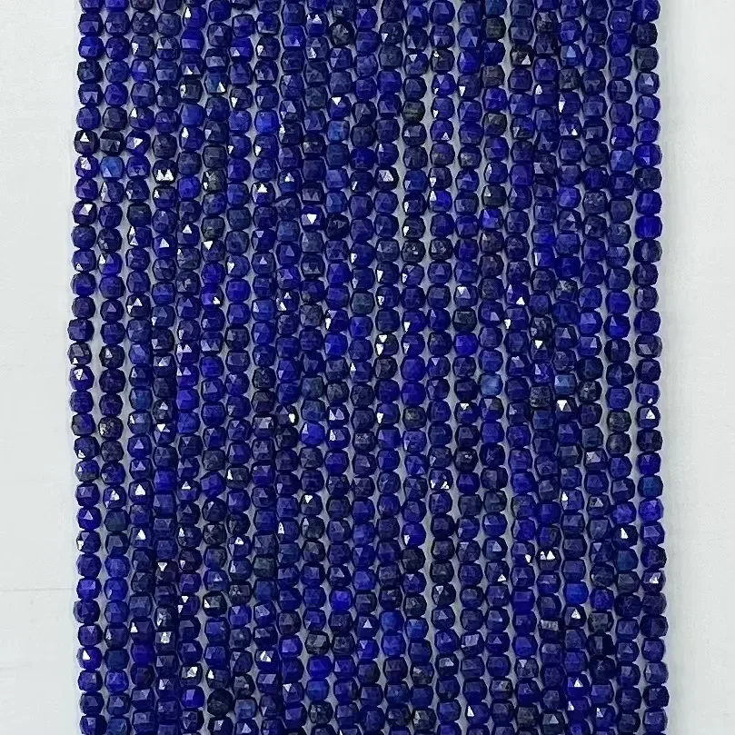 Natural Blue Lapis Facted Cube38cm Loose Bead for Jewerly Making Design Fashion Stone Diy Bracelet Woman Necklace Wholesale Gift