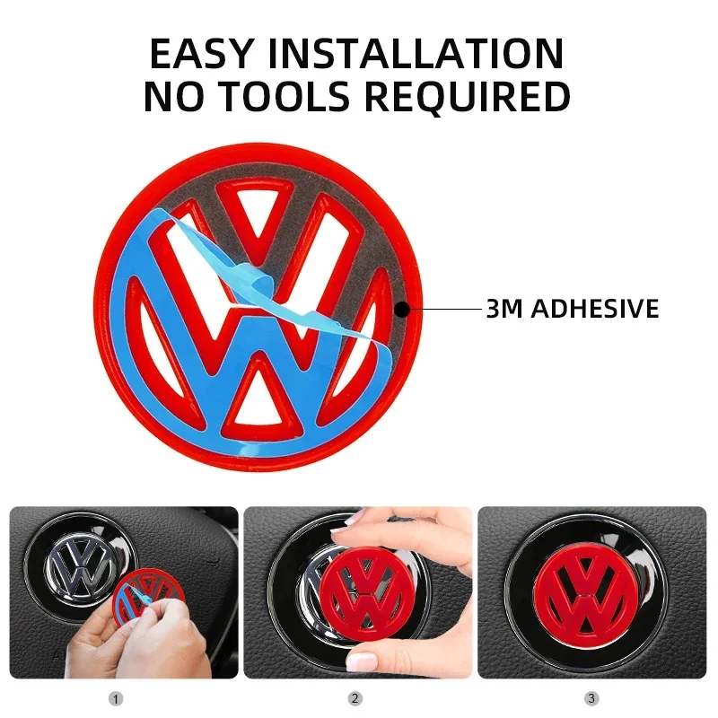 40 45 50mm ABS Hollow Out Car Steering Wheel Center Emblem Sticker For Volkswagen Polo VW GTI Golf Jetta Beetle Polo CC Touran