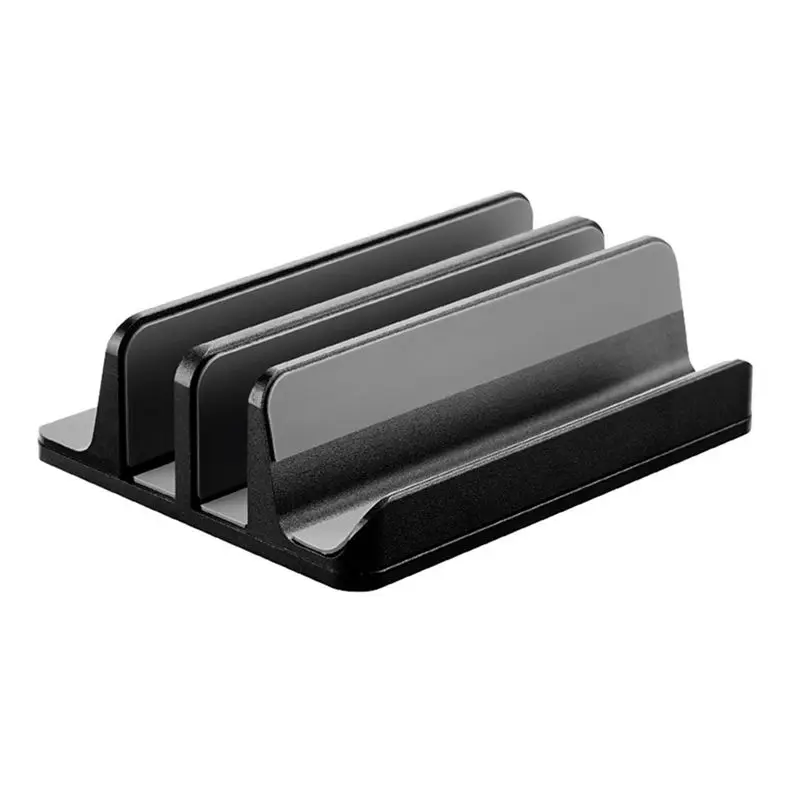 【ELEVATE LIFE】Vertical Laptop Stand 3 Slots for Computer, Tablet, Phone - Fits All Laptop Models (Up to 17.3Inch),Black ABDD