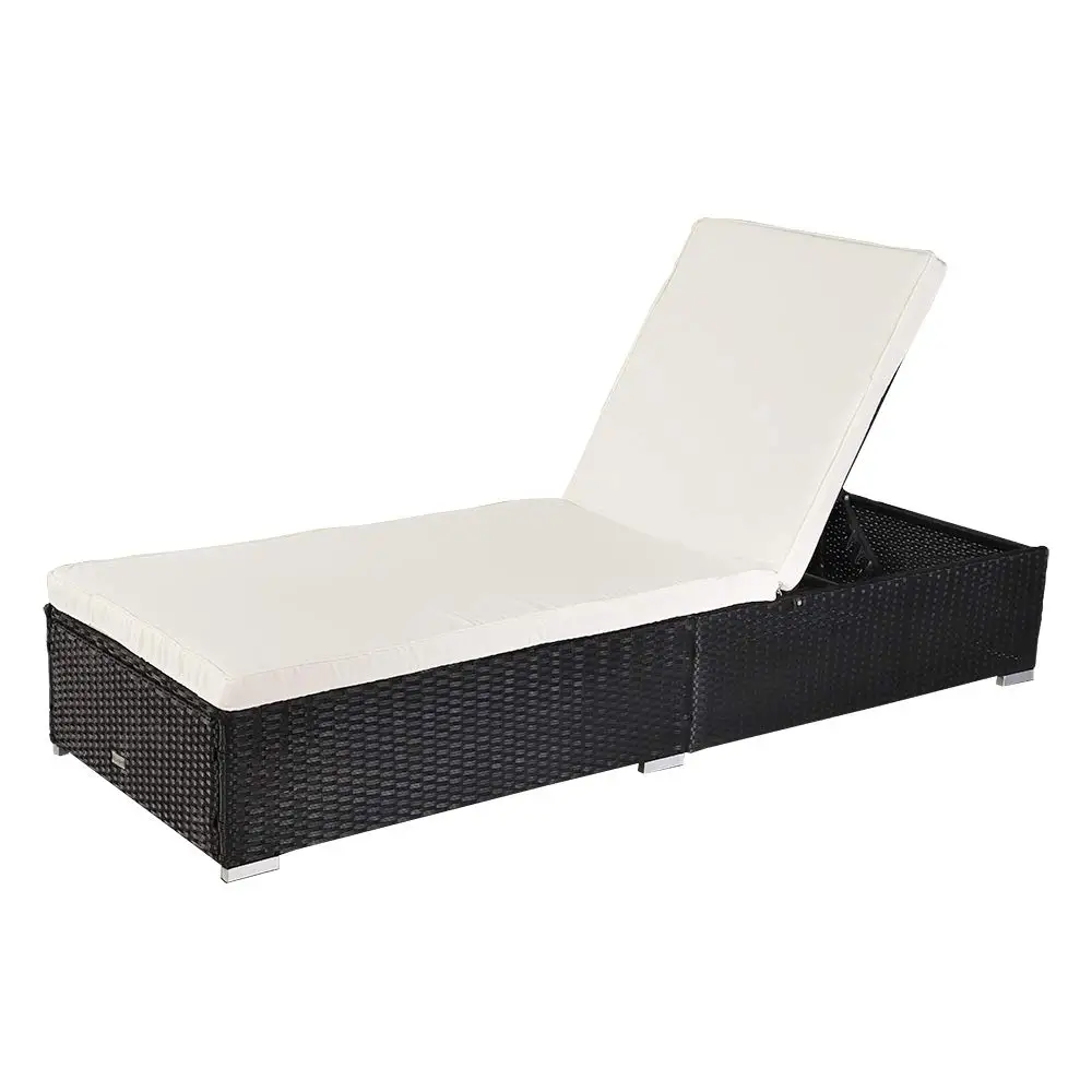 Adjustable Wicker Patio Chaise Lounge, Rattan Outdoor Chair with Cushions & Backrest, All Weather Poolside Daybed, Customized
