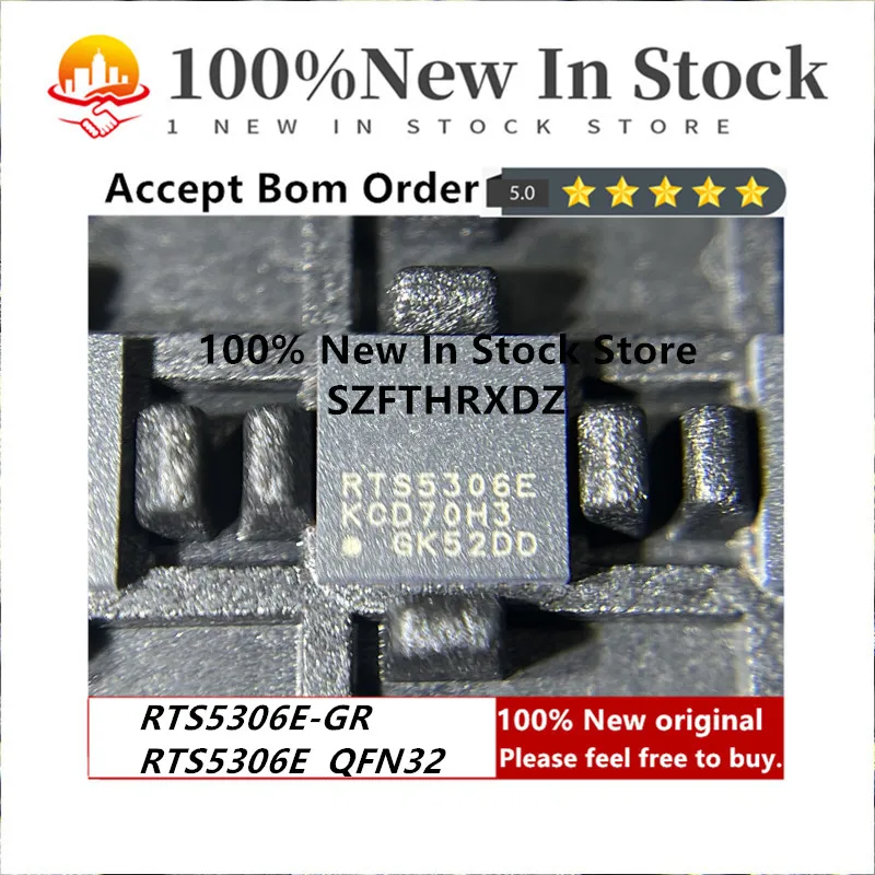 

100% NEW ORIGINAL RTS5306E-GR QFN-32 RTS5306E QFN32 Single Card Reader Main Control ICUSB Chip