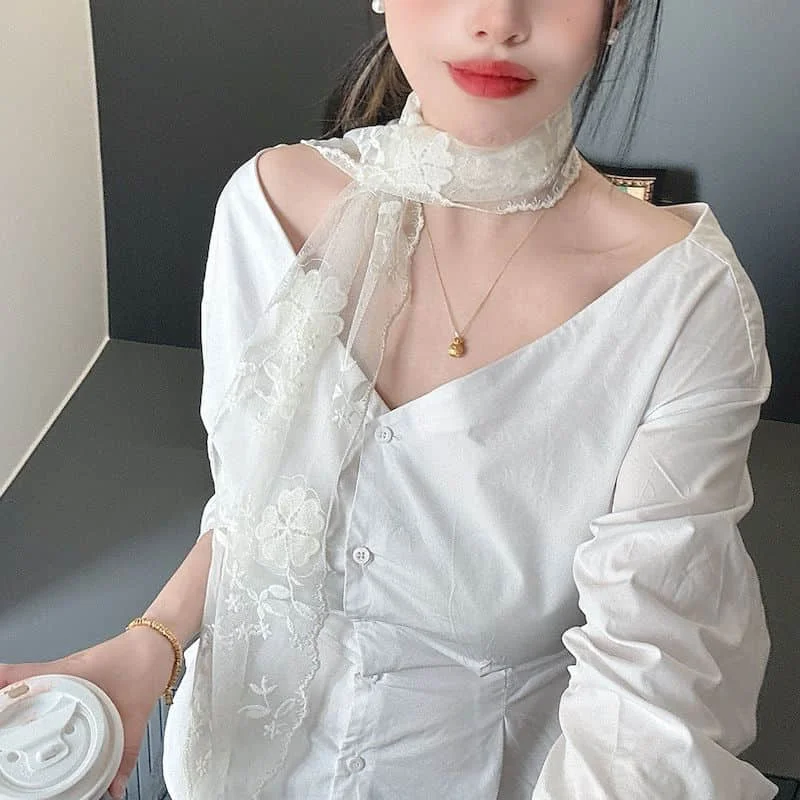 Halsdoek Haak Bloem Borduren Dames Zijden Sjaal Vrouwelijke Zomer Dunne Koreaanse Stijl Sjaal Luxe Kleding Hot Selling Item