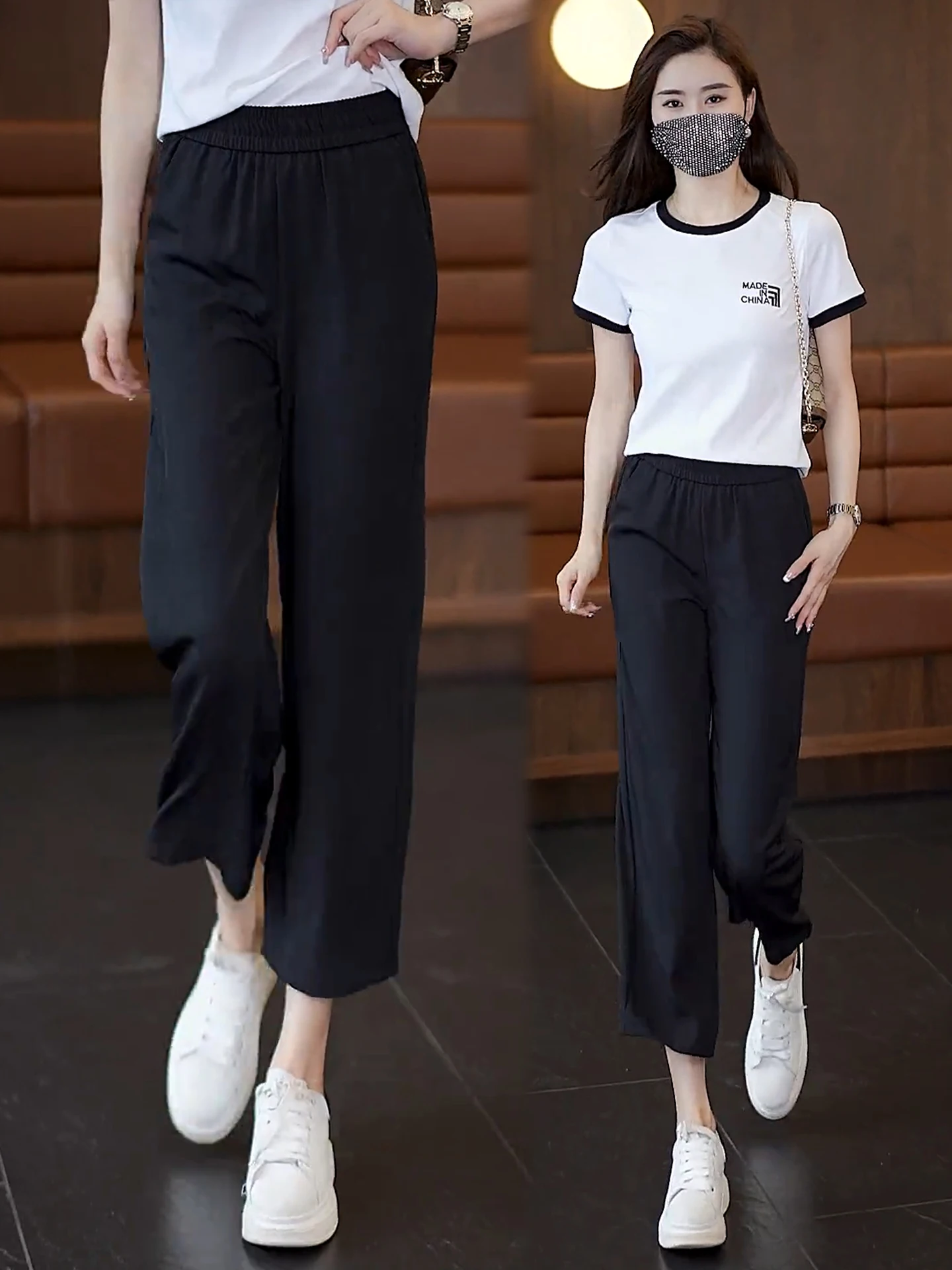 Women's High Waist Straight Leg Pants Summer Thin Ice Silk Drape Casual Loose Wide Leg Pants Comfortable Breathable Polyester...