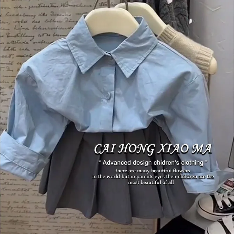 الربيع الكورية نمط الفتيات ثلاث قطع مجموعة الزي المدرسي سترة مع رفض طوق بلوزة مطوي تنورة طفل أطفال الزي