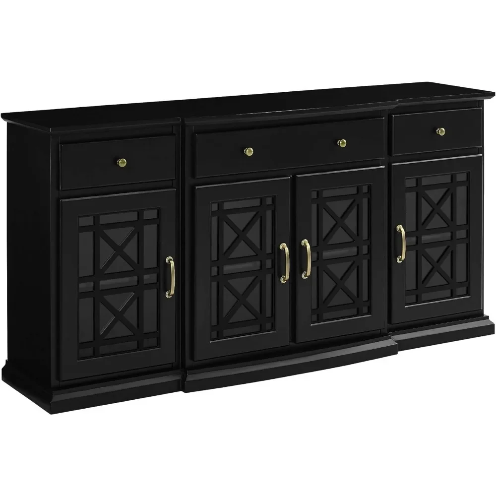 

Modern Wood Glass-Buffet-Sideboard Living Entryway Serving Storage Cabinet Doors-Dining Room Console 60 Inch Furniture Credenza