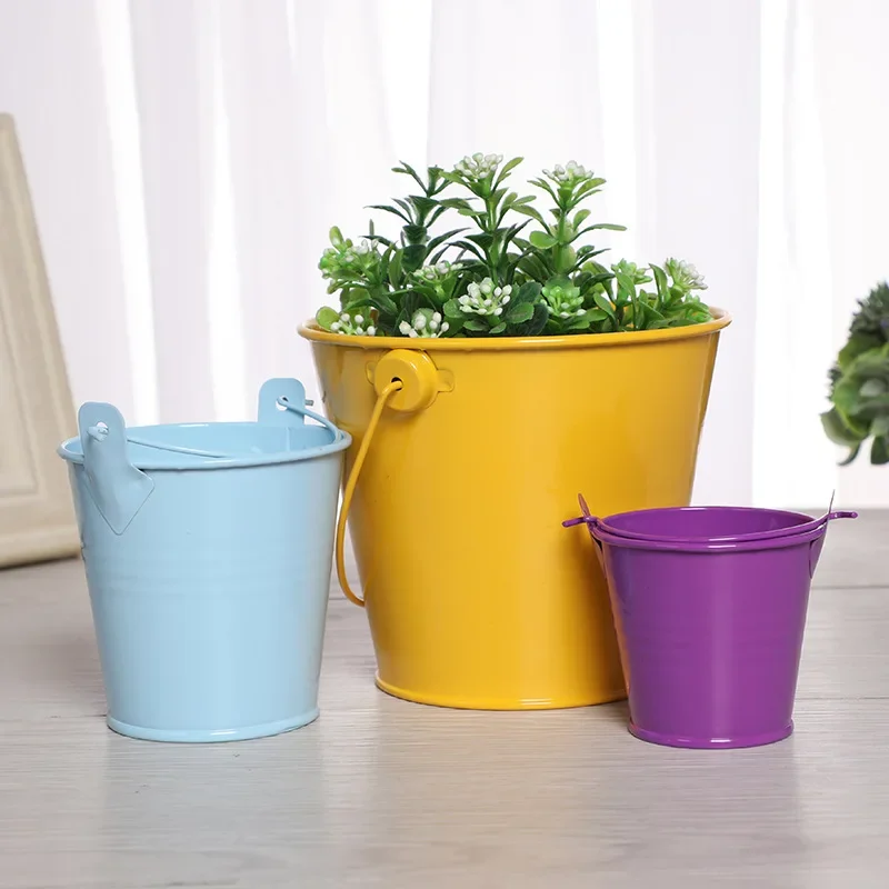 3 Size Mini Metal Bucket Wedding Decoration Candy Box Flower Pot Table Decor Birthday Party Decoration Kids Baby Shower Supplies