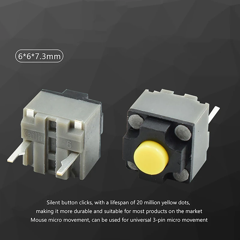 10Pcs Wireless Mouse Wired Mouse Button Micro Switch DIY Accessories For Kailh Mute Button 4.3/7.3MM Silent Switch