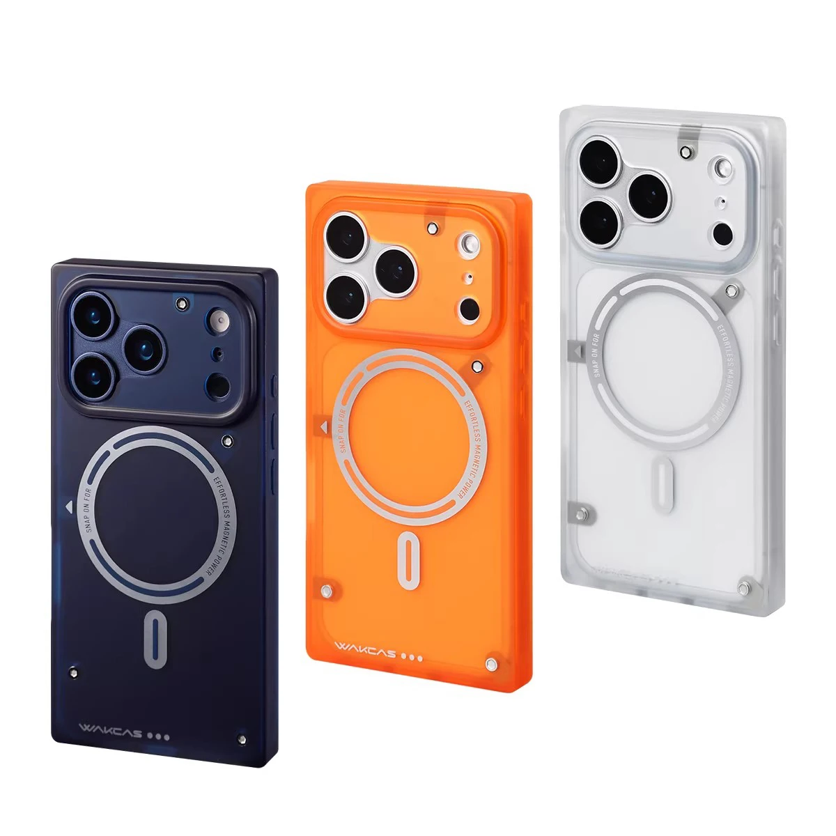 Coque de téléphone mate WAKCAS pour iPhone 15/16/17, avec aimant, personnalisable, tendance, étui de protection carré de niche