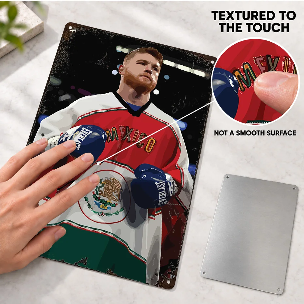 Canelo Alvarez Boxing Champion Textured Metal Poster Customized Aluminum Sign Sports Portrait Photography Wall Art For Home Gym