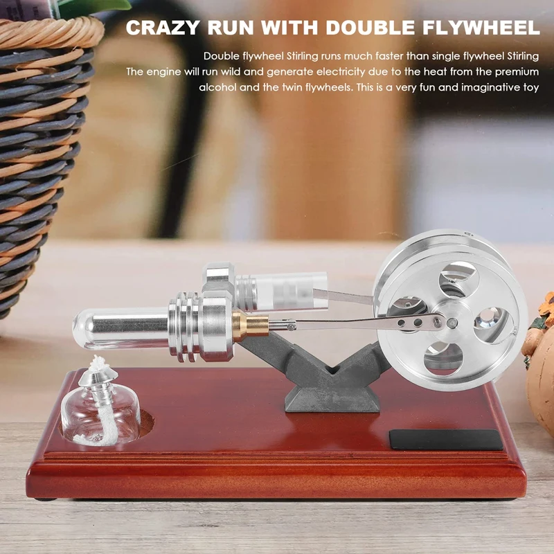 

Hot Air Stirling Engine Twin Flywheels Education Toy Electricity Power Generator Science Experiment Toy Gift Model