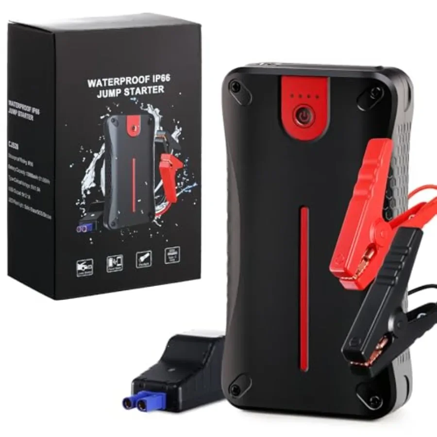 بطارية سيارة محمولة 12 فولت مع تيار ذروة 3000 أمبير ودعم شحن سريع USB مثالي للبنزين حتى 7.0 لتر و5.