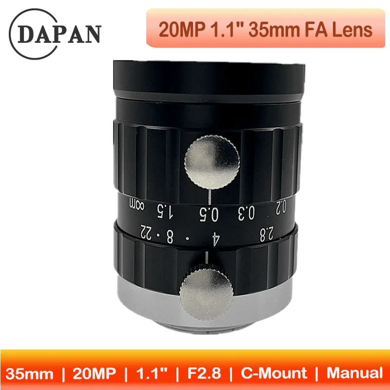 35mm C Mount Industrial Lens - 20MP High Resolution, Manual Aperture, Compatible with Machine Vision Cameras