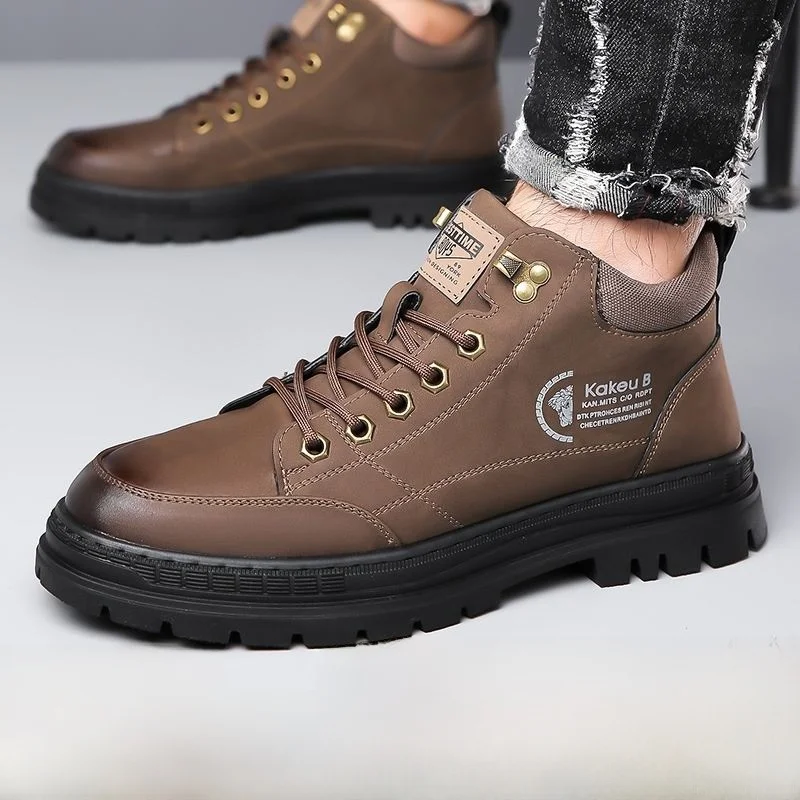 

Authentic Men's Leather Boots 8065 Low Cut Boots Breathable Casual Briti Sle Versatile Wear Resistant Rubber Sole