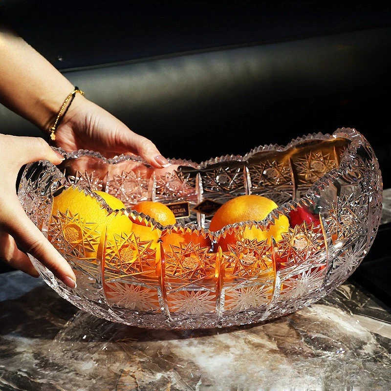 Crystal glass handmade car engraved ship-shaped fruit bucket fruit plate dried fruit bucket sugar tank ornament