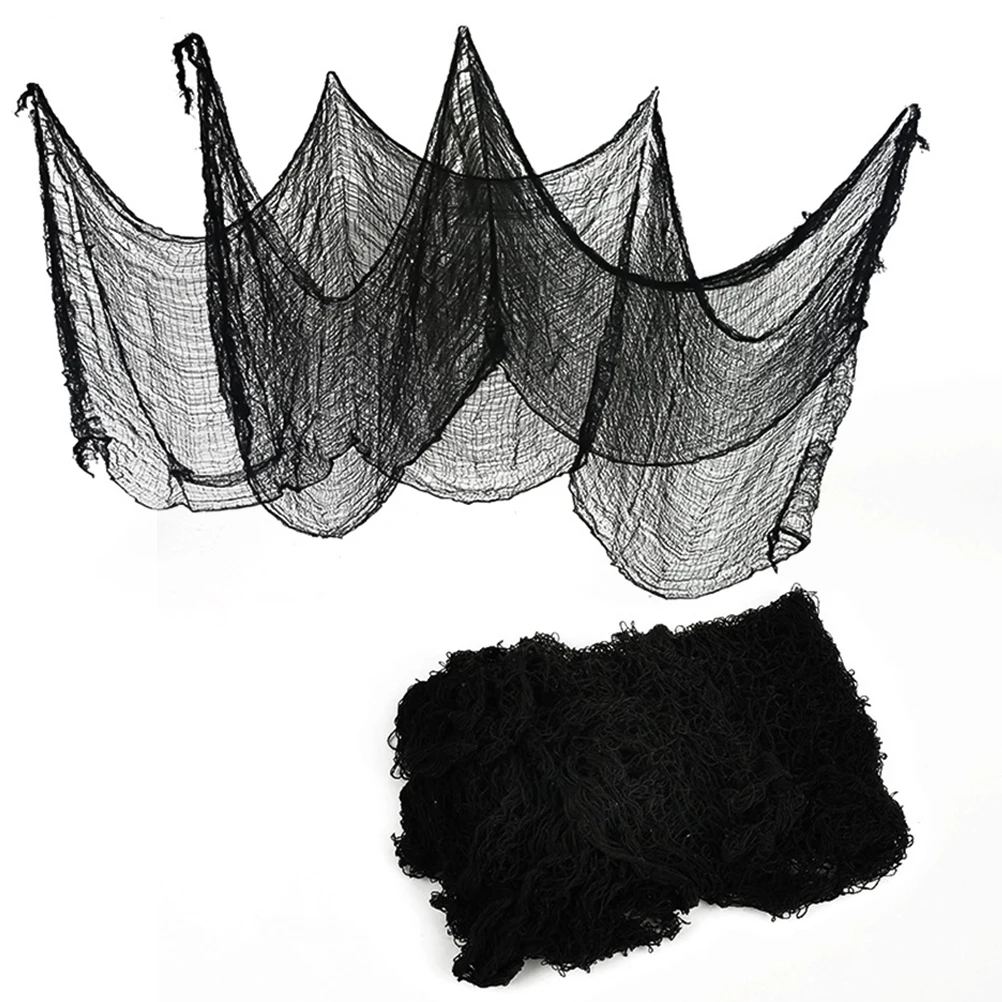 

1pc Halloween Black Gauze Decor Halloween Party Supplies Haunted House Props Creepy Cloth For Door Window Couch 80X240Cm