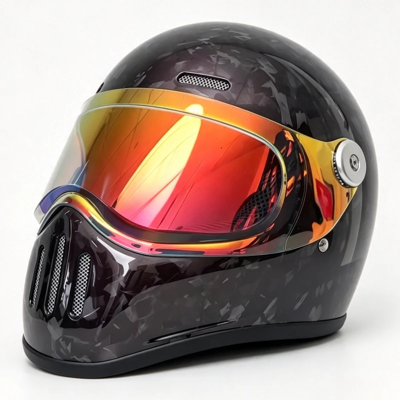 Super Tough Carbon Fiber Full Face Race Helmet Detachable Visor Impact Resistant Shock Soft Comfort Liner Motorcycle Helmet