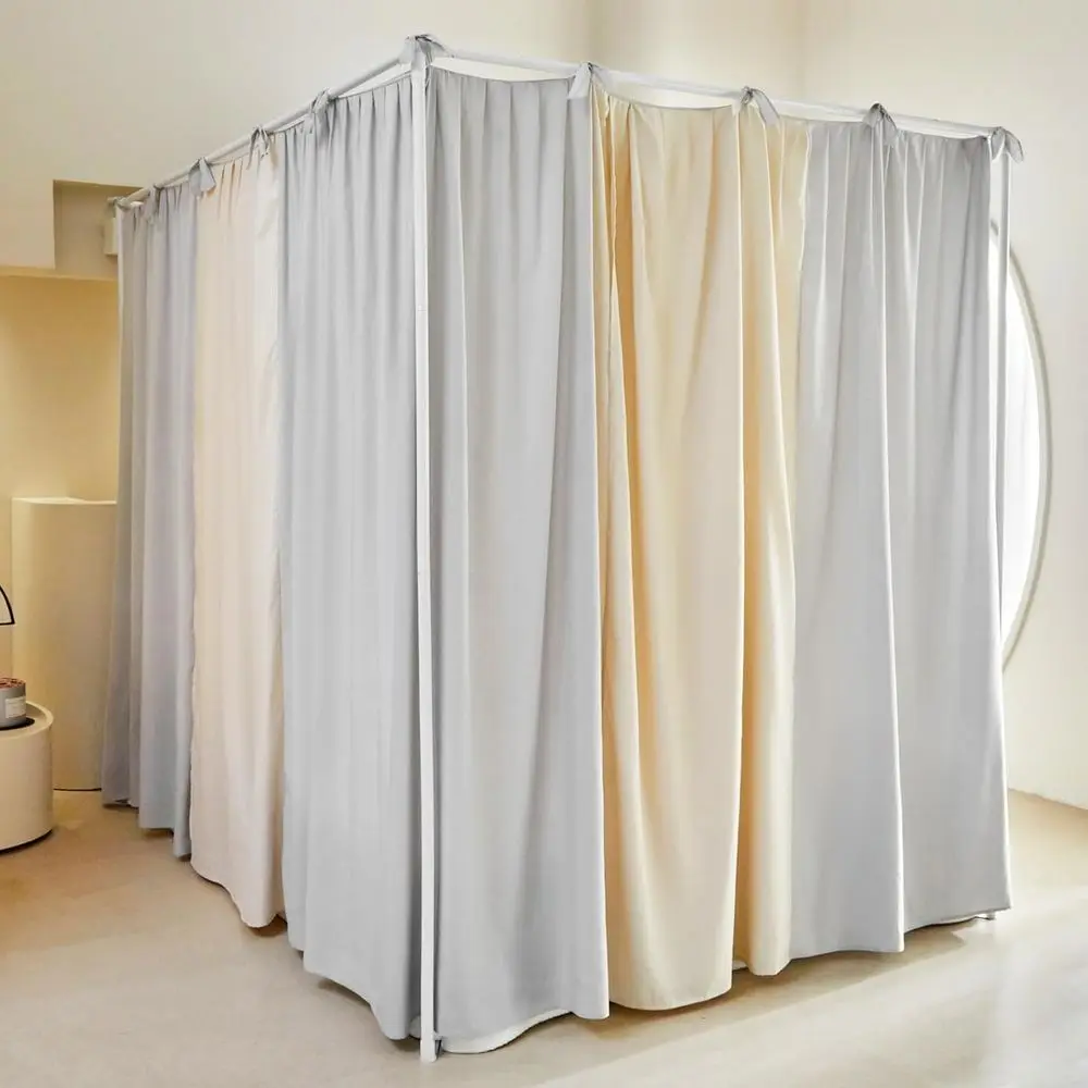 Elegant Canopy Curtains with Ties for King Beds - Soft Drapes for Privacy and Style in Gray/Khaki
