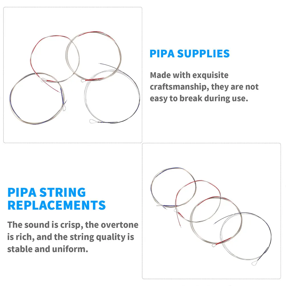 

2 Pcs Pipa Strings Chinese Lute Parts Violin Professional Metal Easy to Replace
