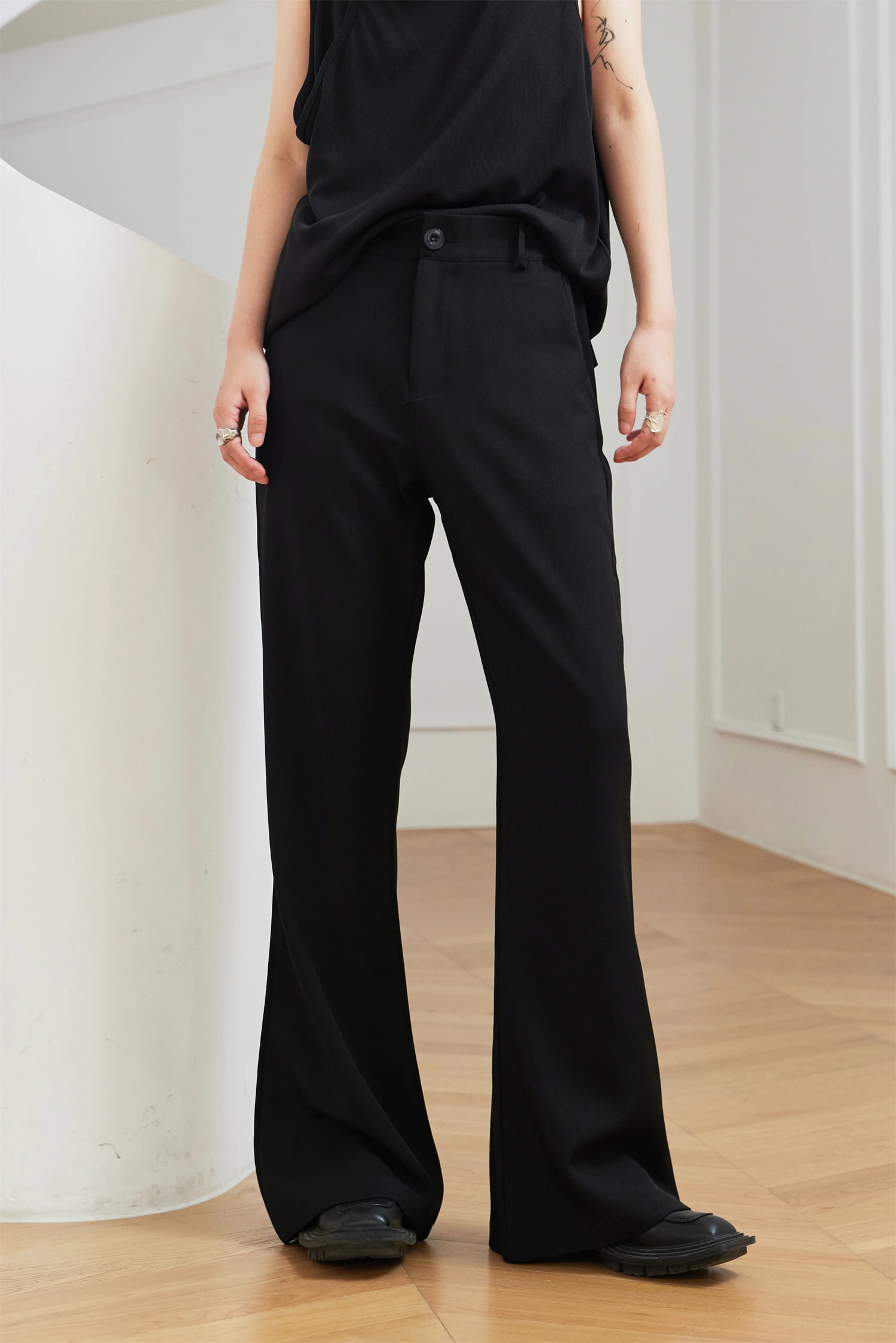 

Брюки-клеш Sunyvonne22ss в стиле ретро, стройнящие, универсальные, с высокой талией, из смесового хлопка, длинные