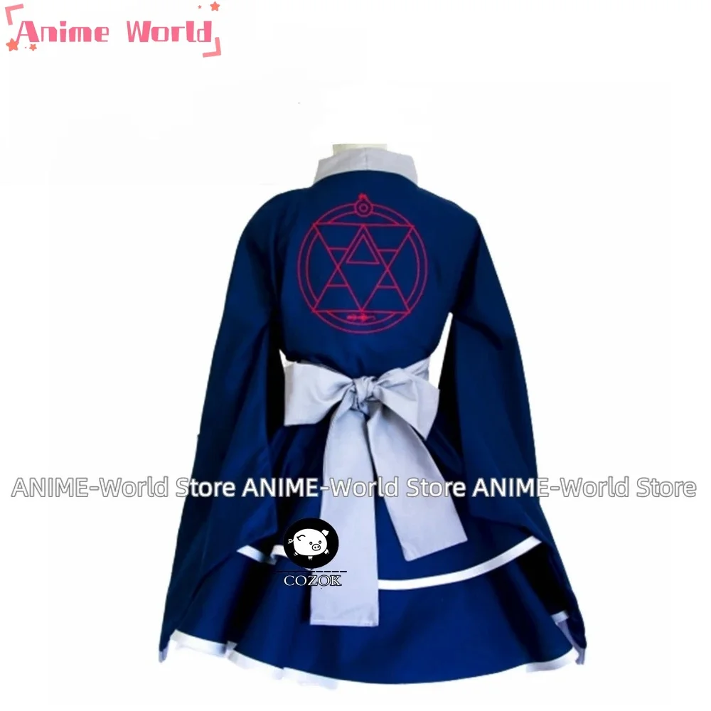 Anime Roy Mustang Blue Women lolita Dress Kimono Wig Shoes Cosplay Costume Cutome-Made Free Shipping